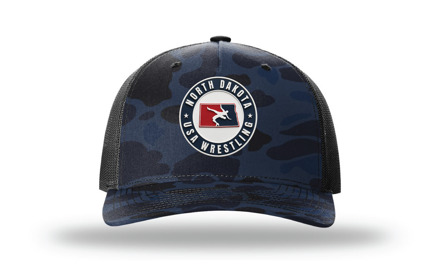 North Dakota USA Admiral Duck Camo/Black 112PFP Patch Cap