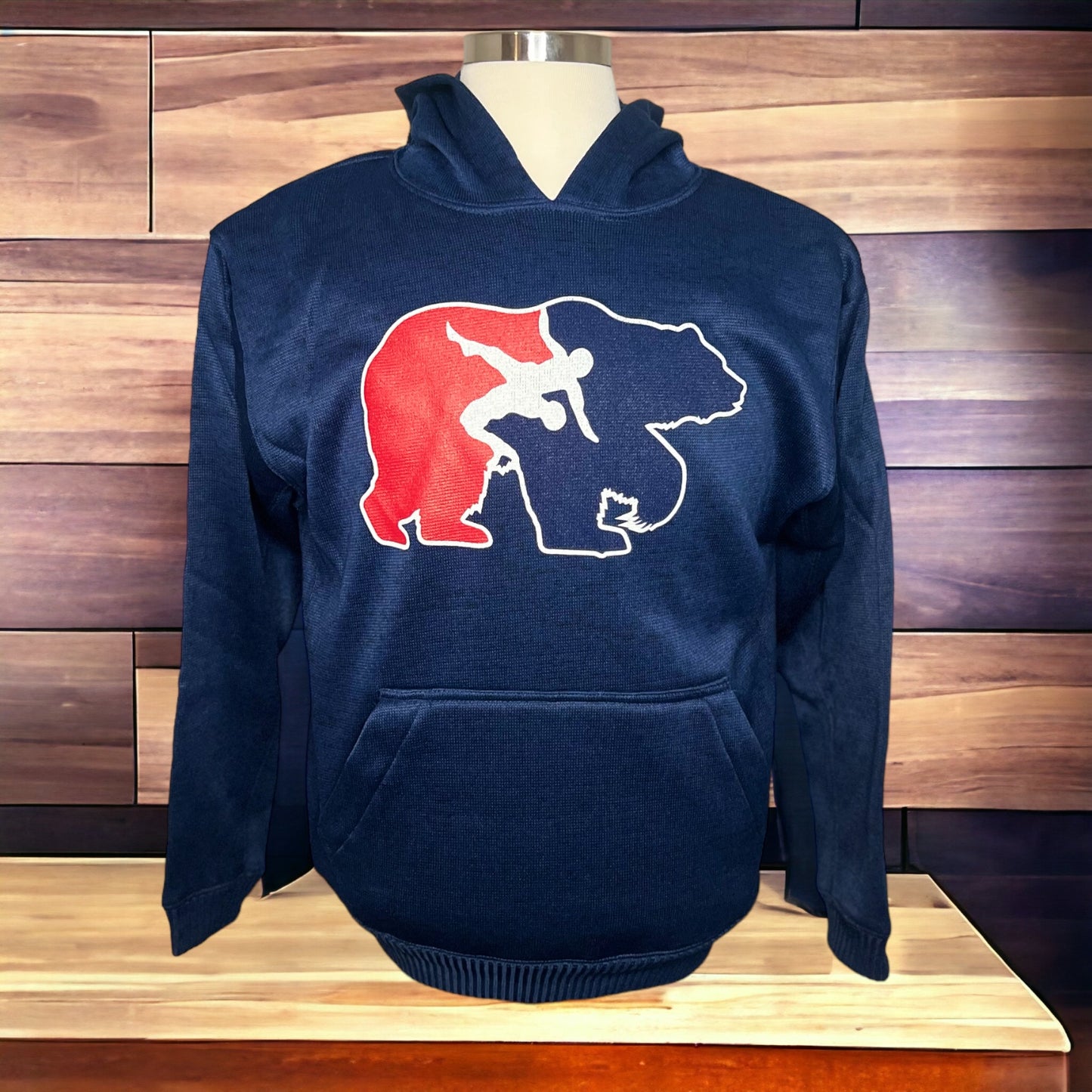 Youth Bear Wildlife Wrestling Sweatshirt-Navy Blue