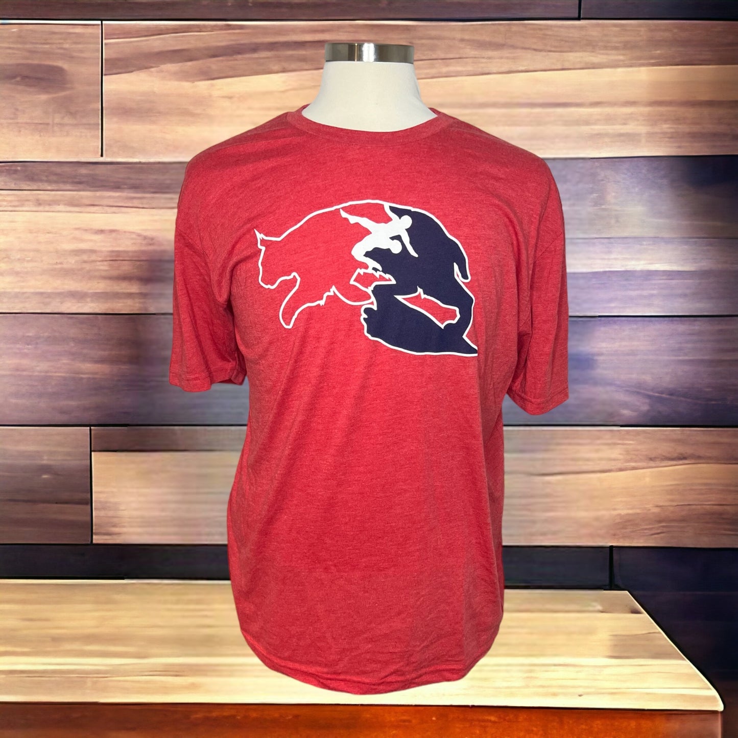 Bobcat Wildlife Wrestling T- Red