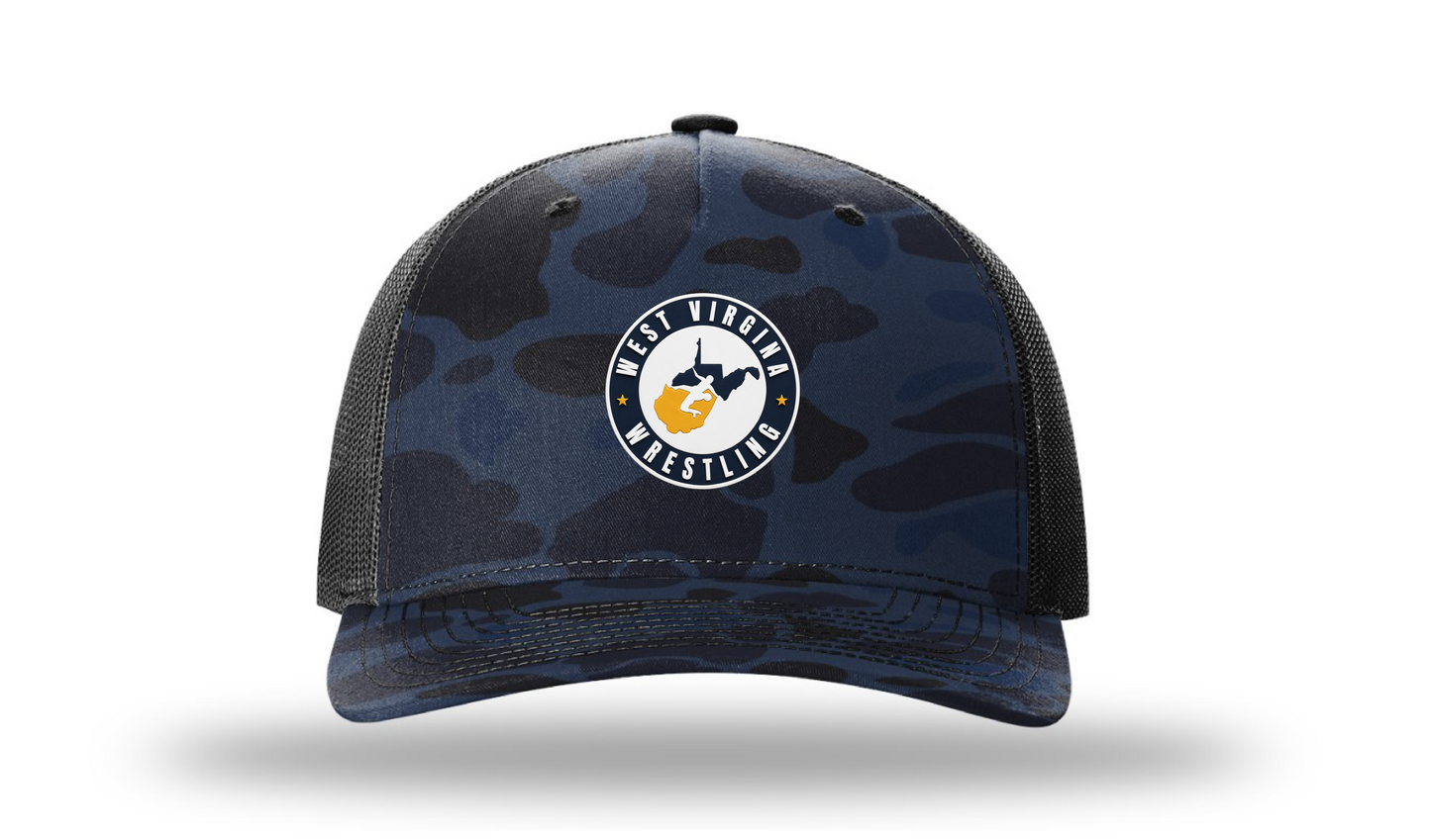West Virginia Admiral Duck Camo/Black Richardson 112 Patch Cap