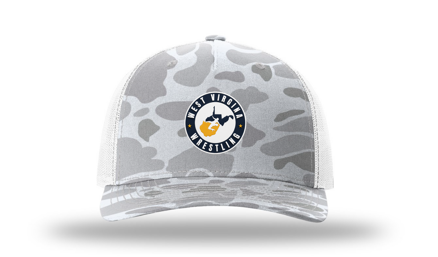 West Virginia Blizzard Duck Camo/White Richardson 112 Patch Cap