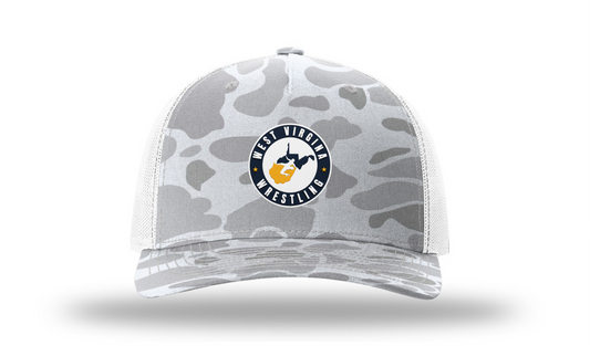 West Virginia Blizzard Duck Camo/White Richardson 112 Patch Cap
