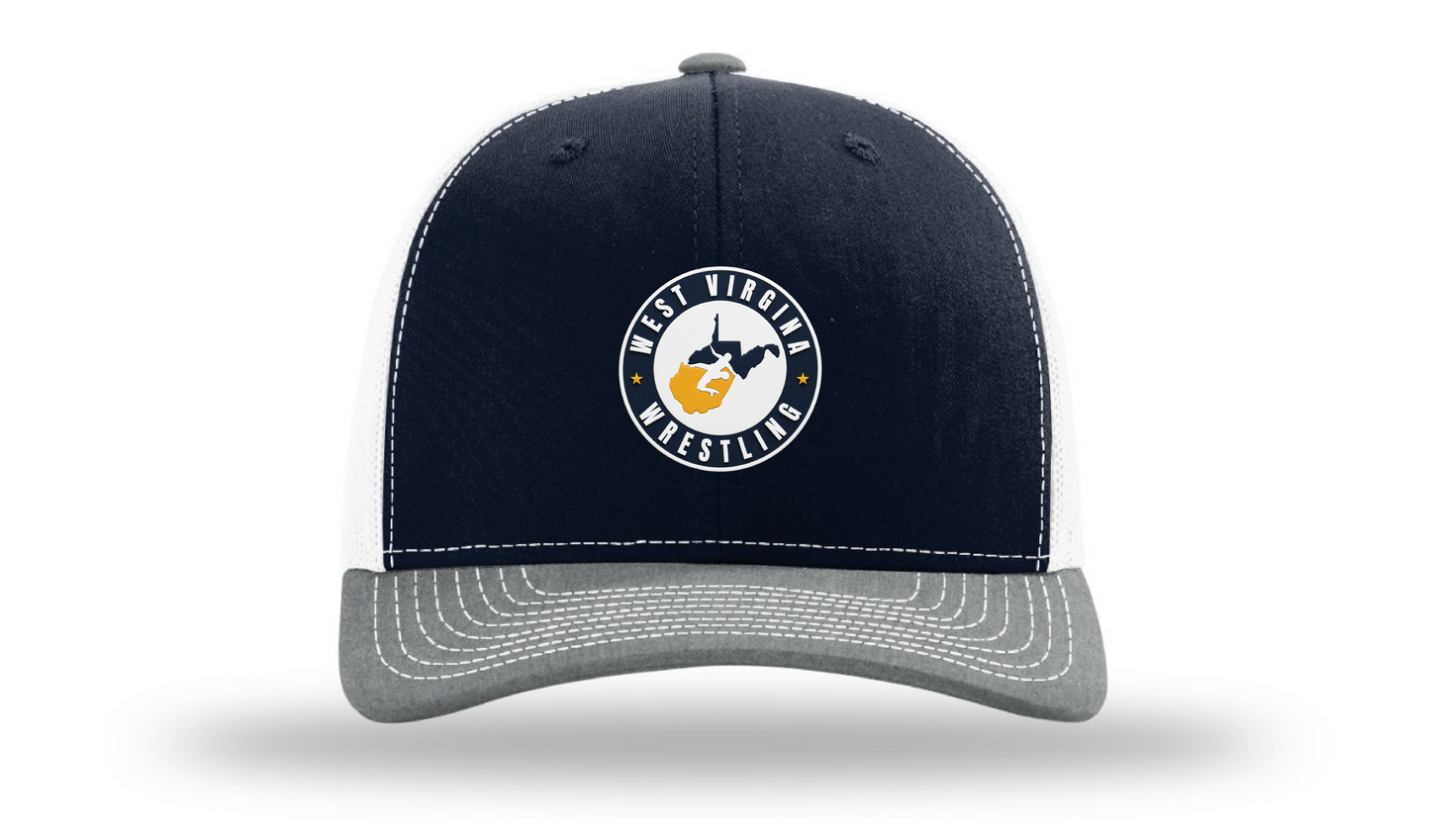 West Virginia Navy/White/Heather Grey Richardson 112 Patch Cap