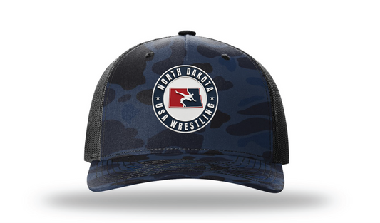 North Dakota USA Admiral Duck Camo/Black 112PFP Patch Cap