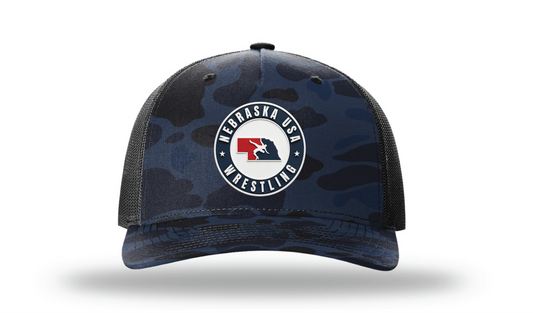 Nebraska USAW Admiral Duck Camo/Black 112PFP Patch Cap